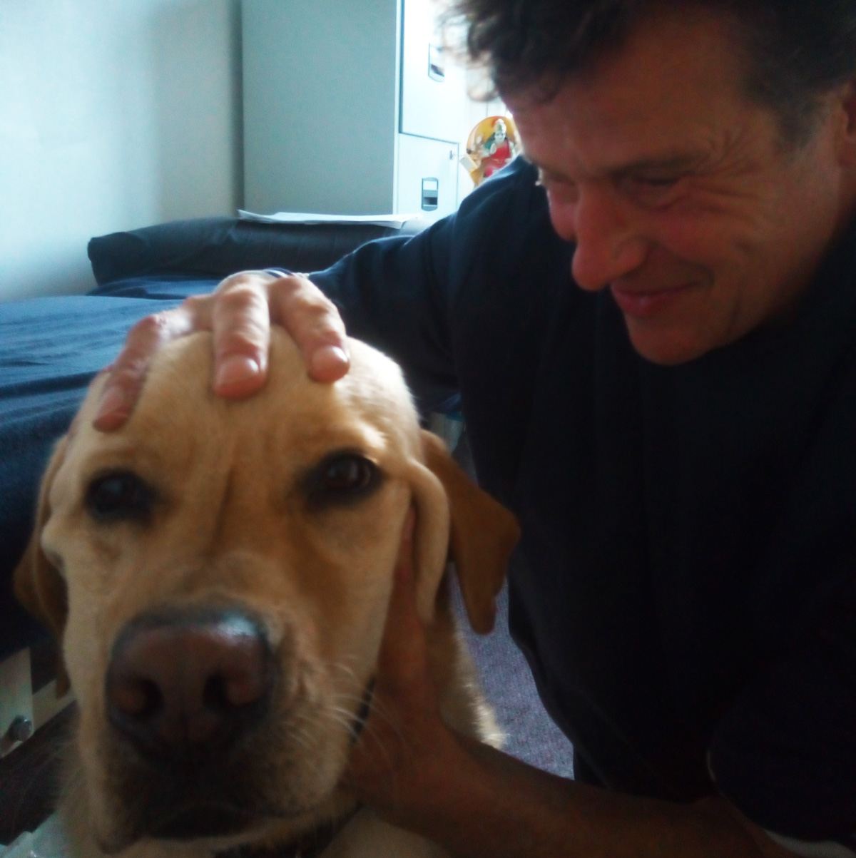 Martin providing hands-on care to a dog